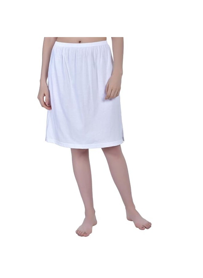 Aimly Women's Cotton Knee Length Skirt - White (Pack of 1) - Image 2